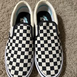 Vans Black and White Checkered Slip-On Shoes (Men’s size 9.5