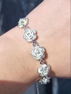 Sterling Silver Rose Bracelet