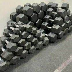 NEW Rubber Hex Dumbbells 5lb - 50lb Dumbbell Pairs Olympic Weights Home Gym Workout Equipment Fitness Weight Set 