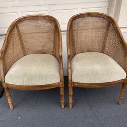 Vintage Rattan Faux Bamboo Giorgetti Armchairs