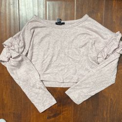 Cute Forever21 Pink Long Sleeve Crop Top