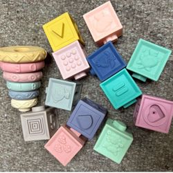 Silicone Stacking Toys Cubes Baby Toddler 