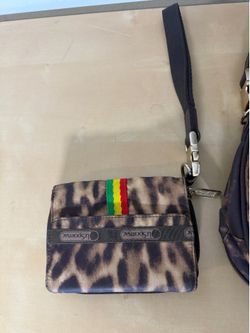 L.A.M.B. For LeSportsac Leopard Rasta Wrist Wallet Clutch Gwen Stefani Vintage