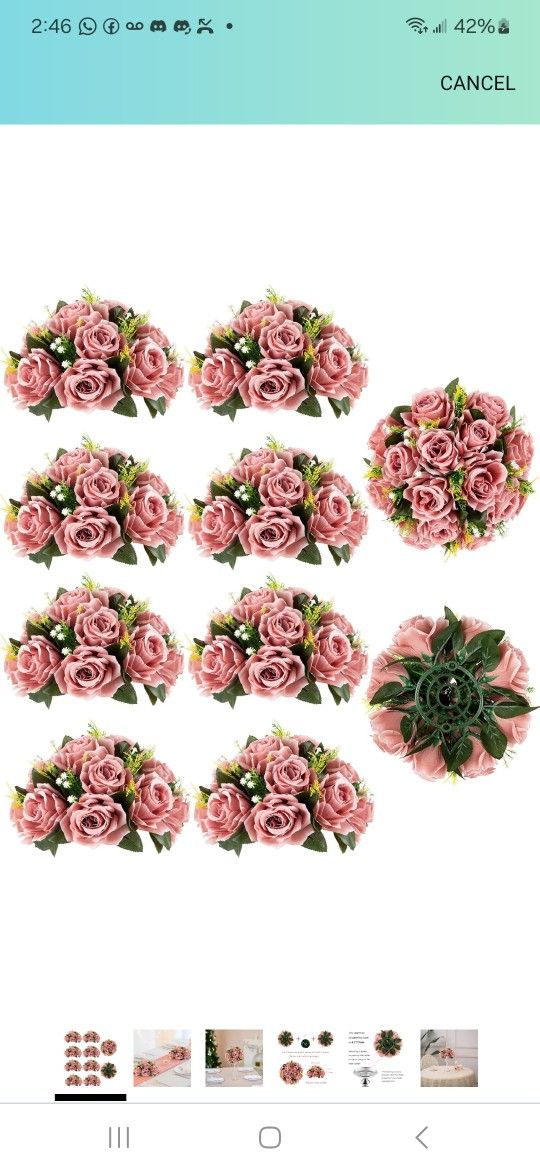 BLOSMON Flower Ball Centerpieces for Wedding: 10 Pcs Dusty Pink Fake Roses Flowers Artificial for Table - Silk Kissing Bouquet Floral Arrangement Cent
