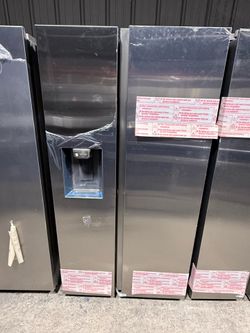 new open Samsung 36 in. 27.4 cu. ft. Standard Depth Side by Side Refrigerator in Fingerprint-Resistant Stainless Steel