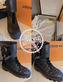 Gucci Frances Quilted Leather Combat Boots - Size 8.5
