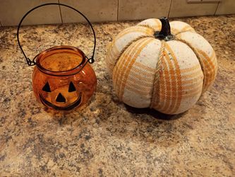 Halloween Glass Jack O' Lantern and Pumpkin Decor-info 👇