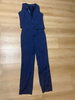 Navy Blue Vest and Trousers Two-Piece Set