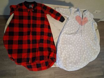 Two Fleece, Long-sleeve Wearable Blankets 0-3m