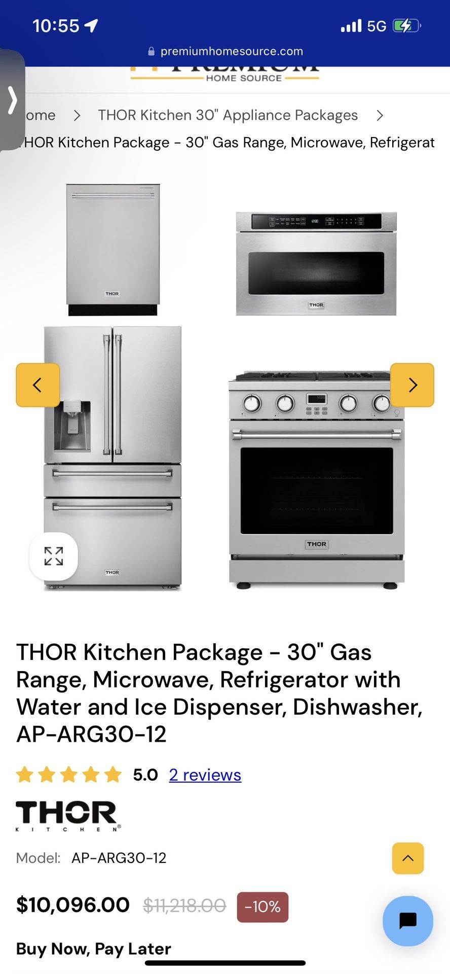 THOR Kitchen Package 30 Gas Range, Microwave, Refrigerator with