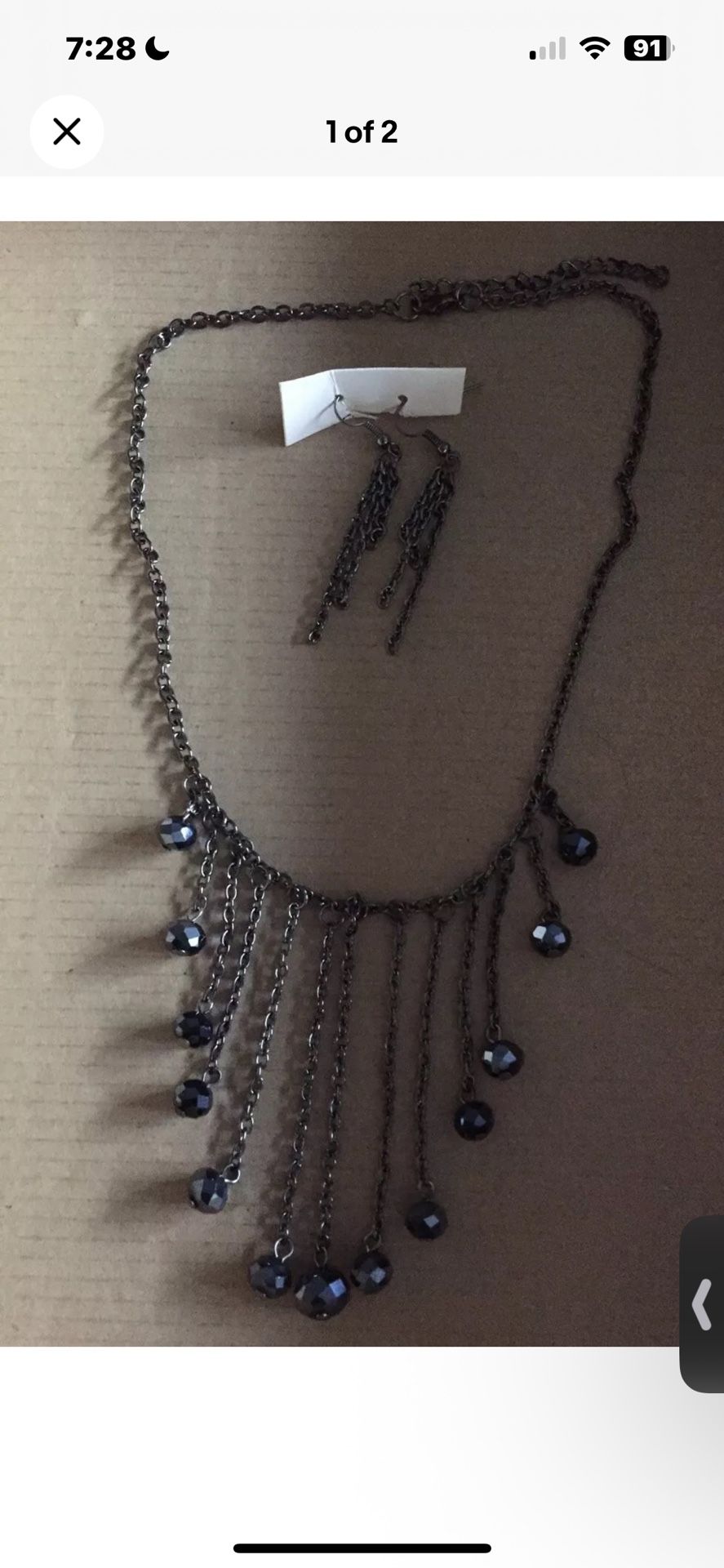 16”Necklace (with2 inch extender) and earrings set.