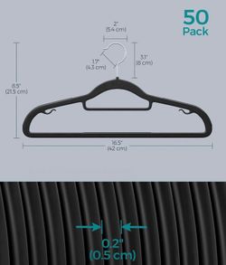 SONGMICS Coat Heavy-Duty Plastic Hangers w/ Non-Slip Design Set of 50 - Black