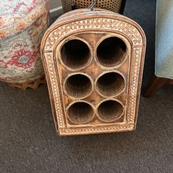 6 bottle Rattan  Wine Rack 