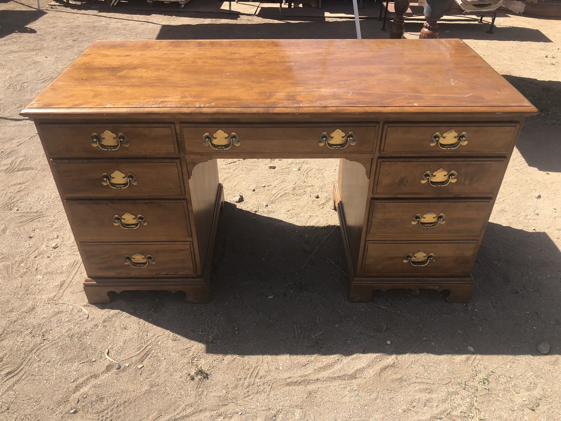 Vintage Ethan Allen Solid Maple Executive Desk