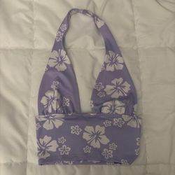 Purple Floral Crop Top