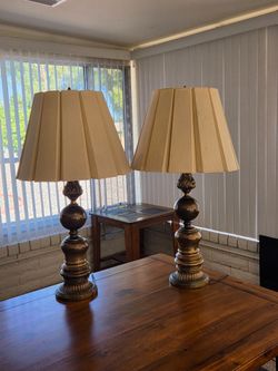 Pair of Tall Table Lamps with Shades