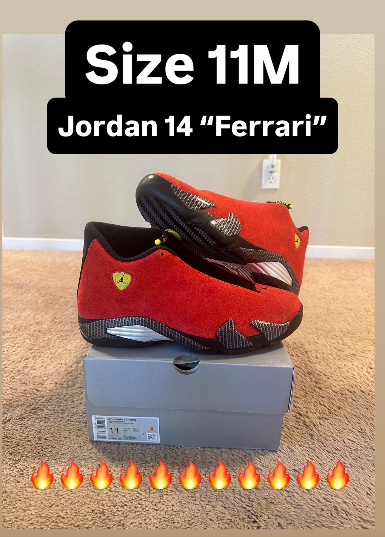 Nike Air Jordan 14 Retro “Ferrari” Size 11M