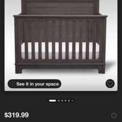 Farmhouse Grey Baby Crib 