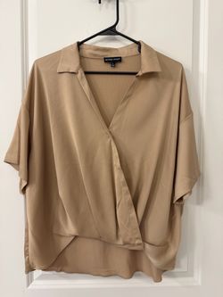 tan/crème blouse