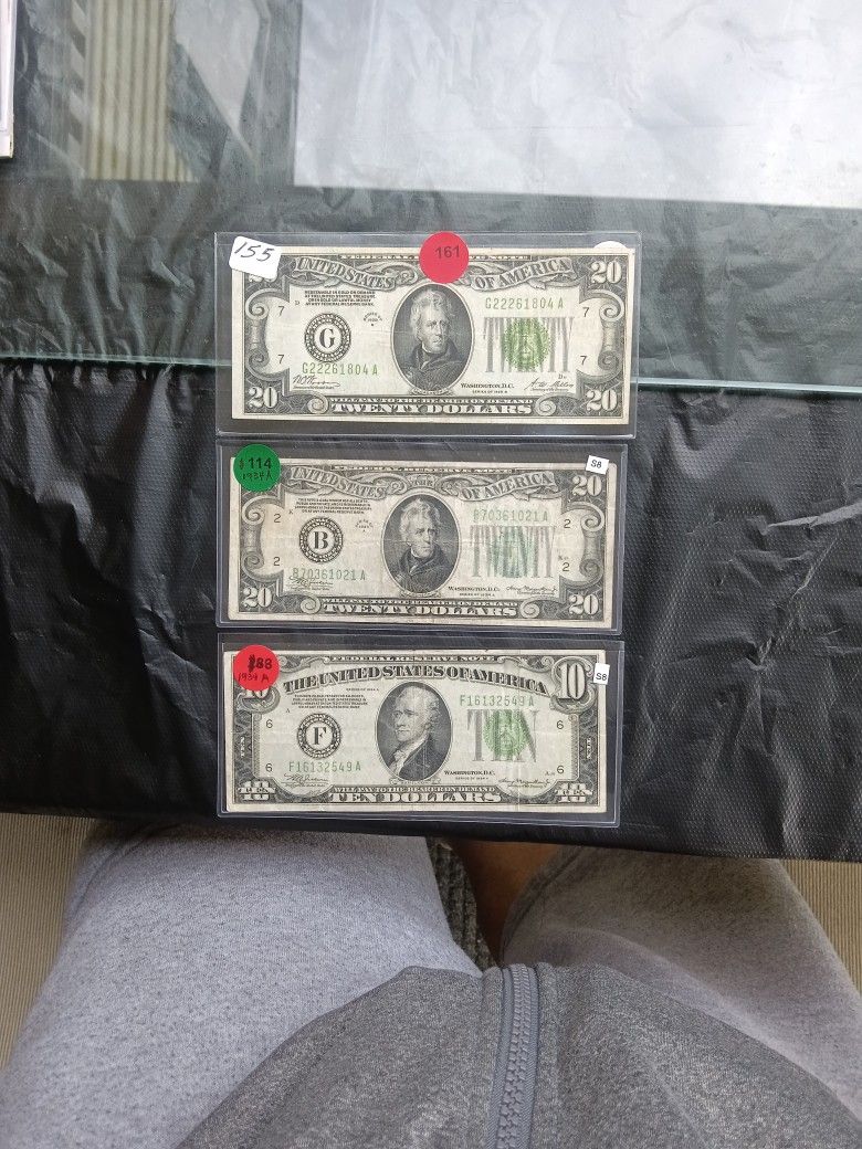 (3) Lime Green Seal Legal Currencies 