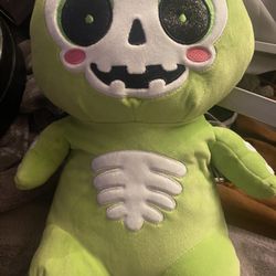 13.5” Neon Green Skeleton Halloween Stuffed Plushy Seasonal Decor-New W/Tag