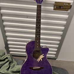 Purple lotus Flower Luna Guitar 
