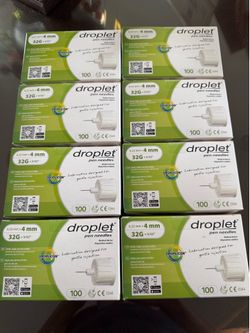 Diabetes Diabetic 8 boxes New Droplet Pen Needles .23 mm x 4   32G x 5/32”