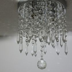Acrylic Crystal Beads Hanging Chrome Frame Chandelier 

