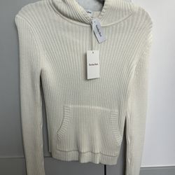 Aritzia Sunday Best cream ribbed knit hoodie ✿ NWT
