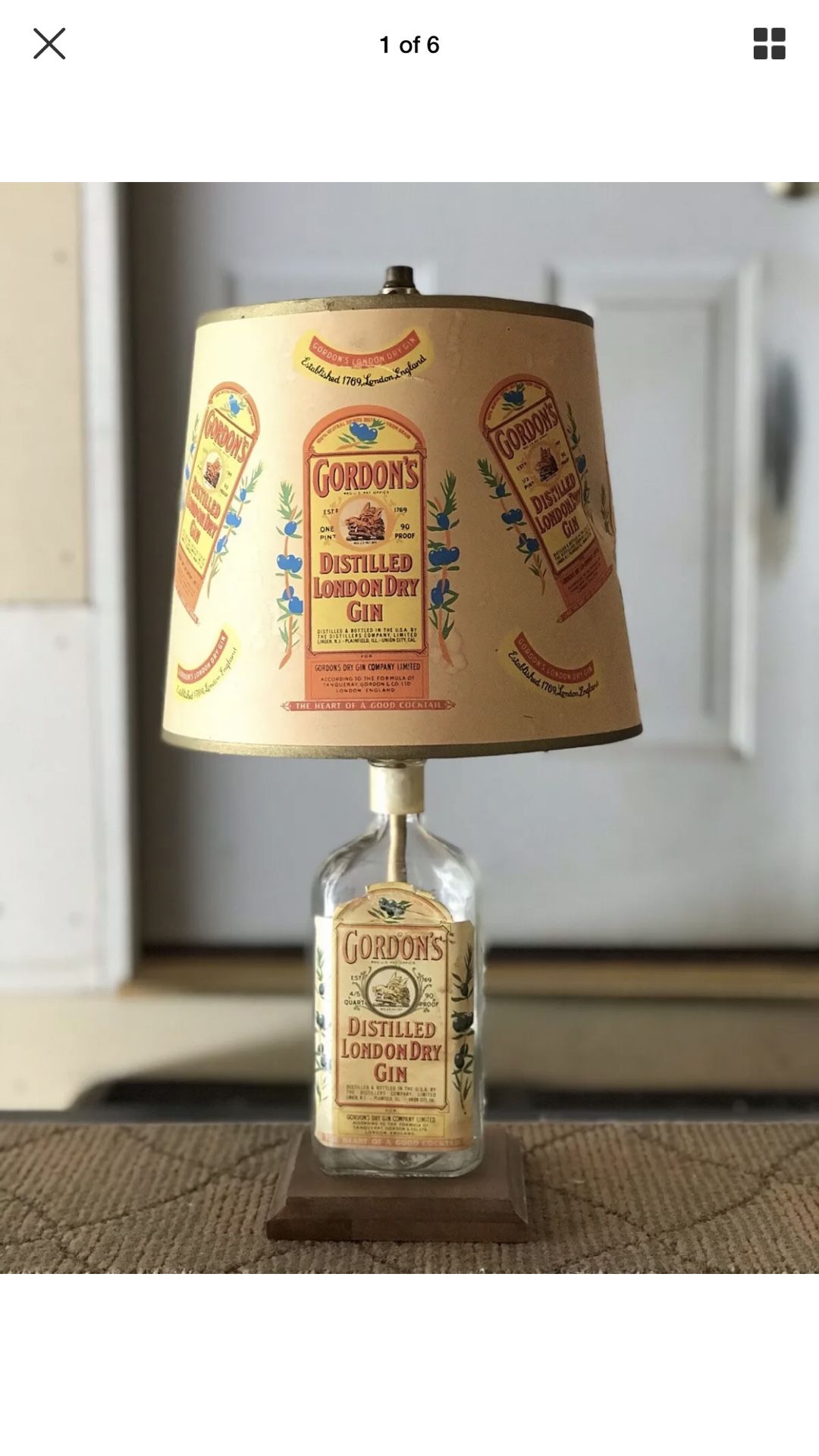 Vintage Gordon’s gin lamp