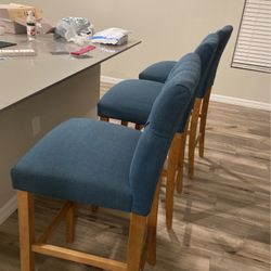 3 Blue Barstools