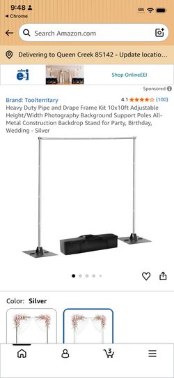 Heavy Duty Pipe and Drape Frame Kit 10x10ft Adjustable Height/Width Photography Background Support Poles All-Metal Construction Backdrop Stand for Par