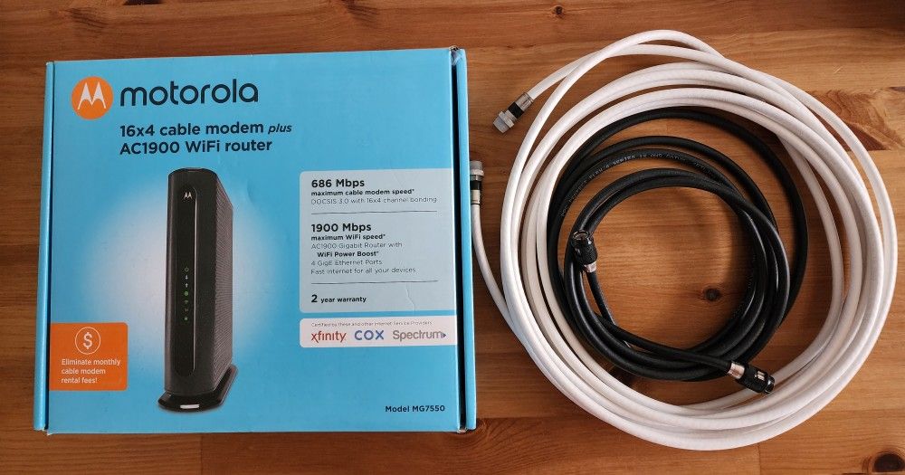 Motorola MG7550 (16x4) Cable Modem + AC1900 Wi-Fi Router Combo, DOCSIS 3.0