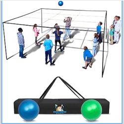 9-Frame Volleyball Giant Outdoor Grid Game Set Backyard & Lawn Use, Kids, Teens & Adults, Giant Size, Yard Game, 9-Frame Design