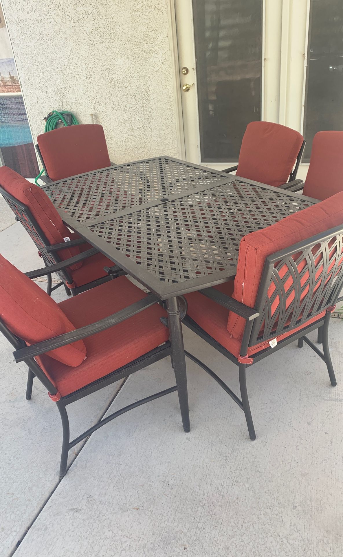 Patio furniture with never used fire pit