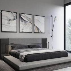 King Size Bed Frame In Dark/light Gray 