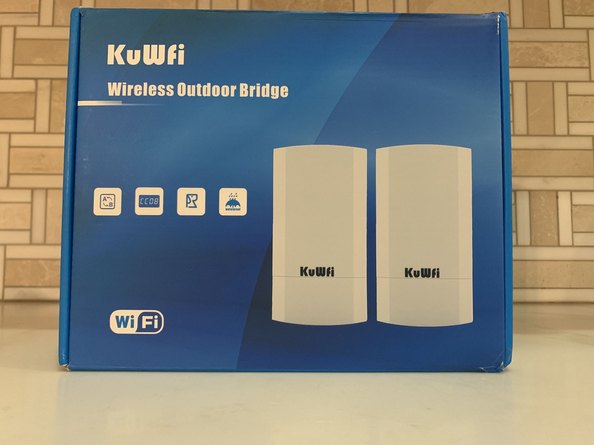 KuWfi Wireless Bridge 2-Pack Model CPE120 300Mbps 2.4G 0utdoor CPE Kit