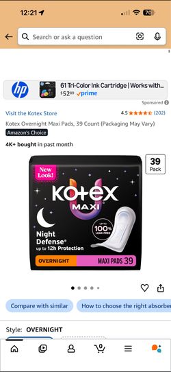 Kotex pads 39 qty