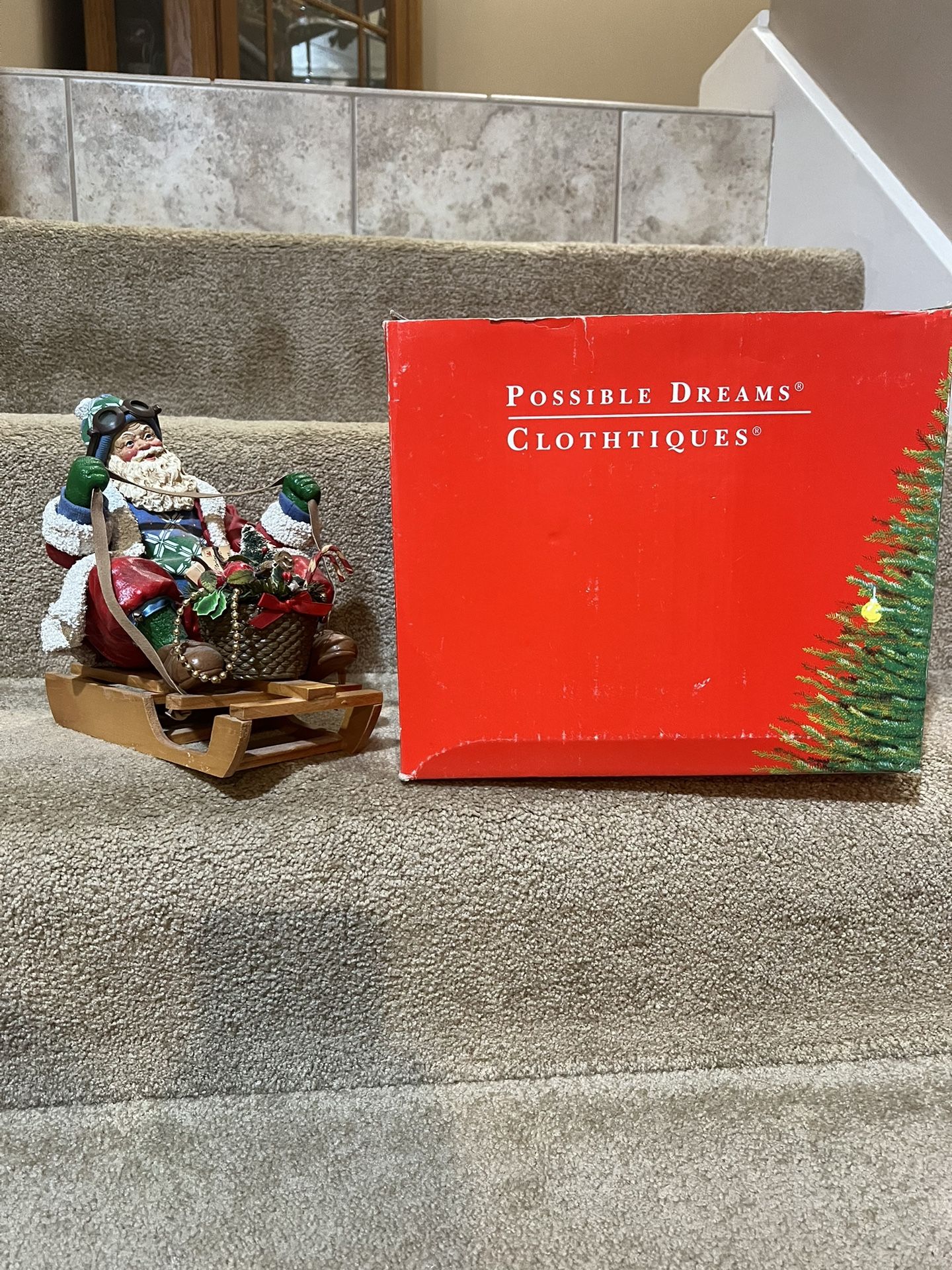 Vintage 1991 Clothtique Possible Dreams "Santa on Sled" Figurine
