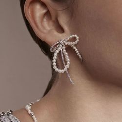 Solid Sterling Silver And Pearl Hefang Earrings 