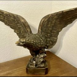 Vintage Large Eagle Bust Metal Decor Beautiful Heavy 23" Wing Span 16.5" Tall