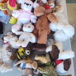Build-A-Bear Miscellaneous Clothing Items And 14 Small Animals