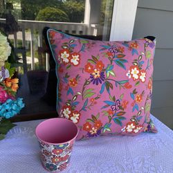 Newport Colorful Floral Down Pillow with Coordinating Flower Pot