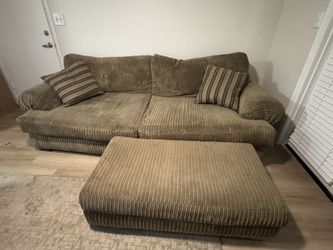 Green Corduroy Sofa plus Ottoman