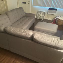L-shape couch with  ottoman