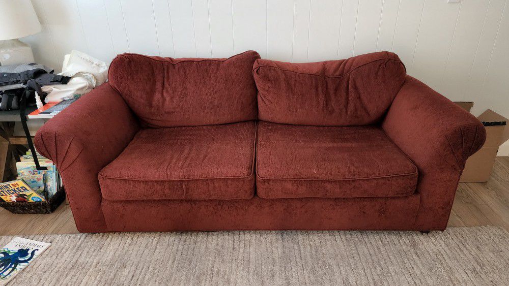 Dark Red Couch From Living Spaces
