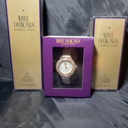 Elizabeth Taylor White Diamonds 2 PC Gift Set with a watch