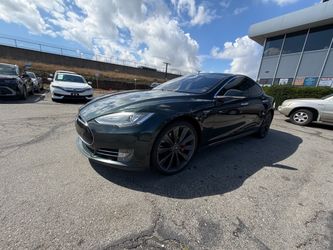 2014 Tesla Model S Dark Green Electric Sedan