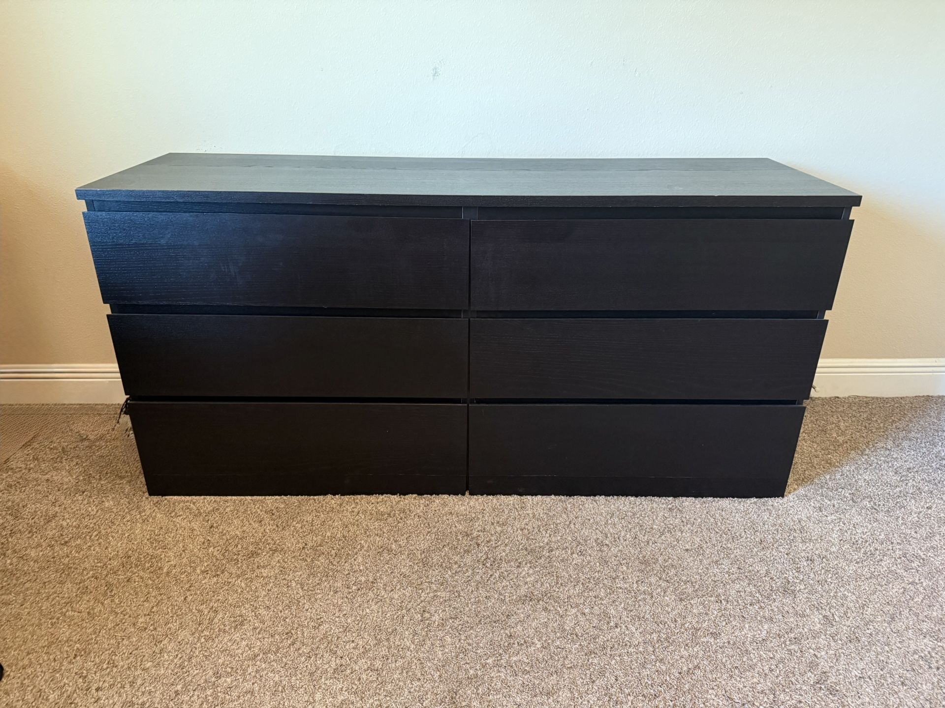 IKEA Black Bedroom Set – Queen Bed, Dresser, Desk, 2 Nightstands