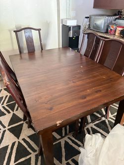 Wood table and 6 chairs